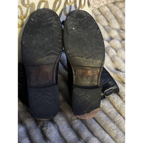 8 frye veronica black leather moto biker boot-bootie - Picture 6 of 12